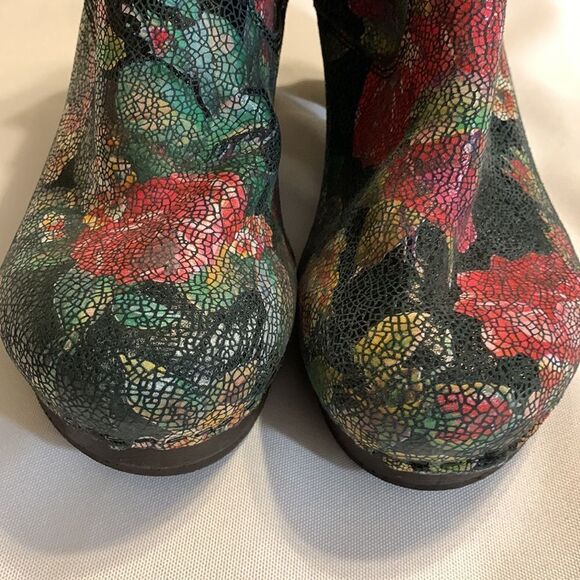 Sanita Safran Size 37 - 6 cracked leather clog ankle boots in floral rose - Picture 8 of 16